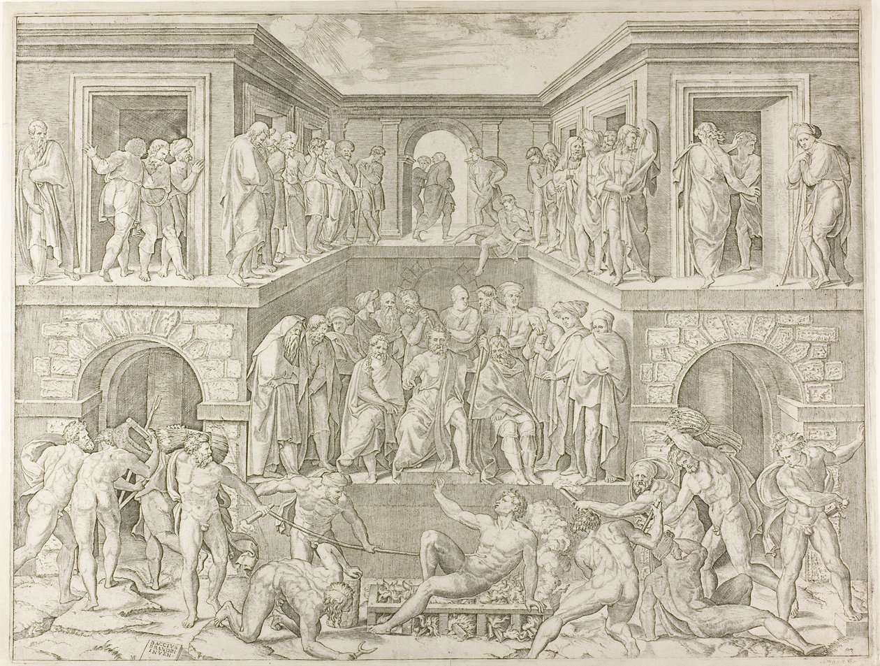 Saint Lawrences martyrskap av Marcantonio Raimondi