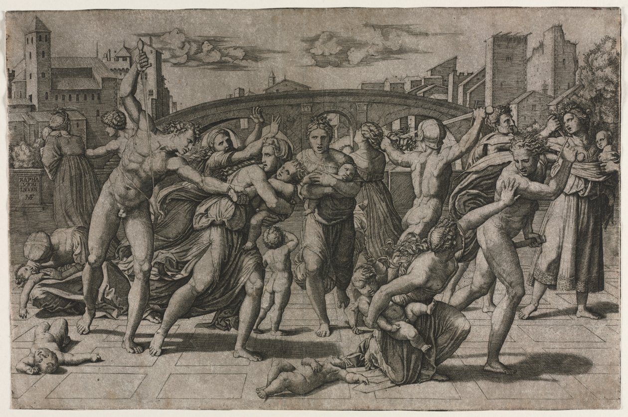 Massaker av de oskyldiga utan gran av Marcantonio Raimondi