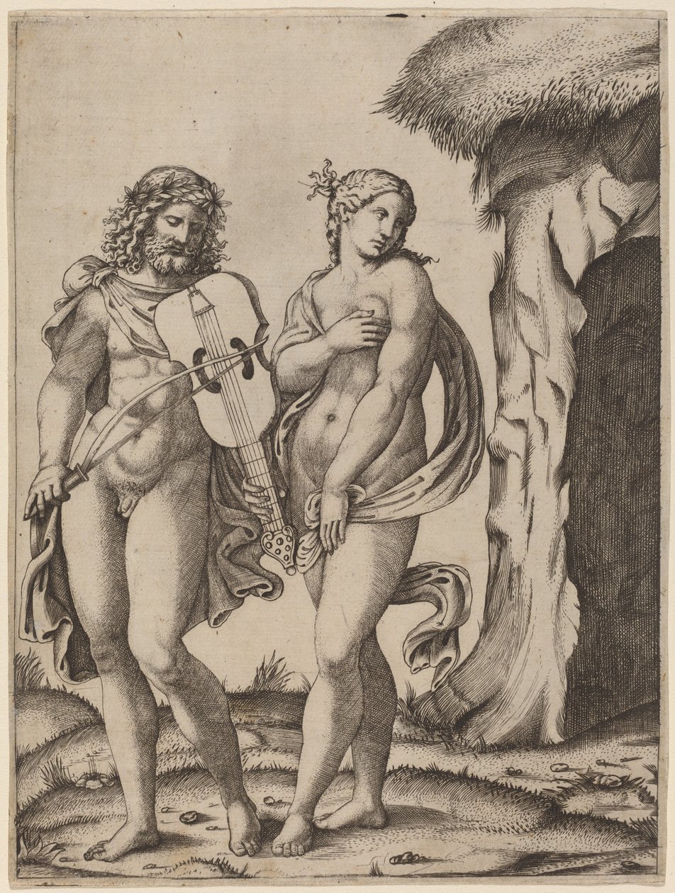 Orfeus och Eurydike av Marcantonio Raimondi