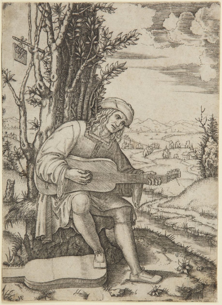 Porträtt av poeten Giovanni Achillini, kallad Filoteo (Bartsch XIV/469; Delaborde 232; Passavant 276; Petrucci, nr 1) av Marcantonio Raimondi
