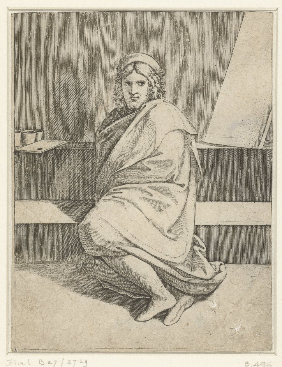 Porträtt av målaren Raphael av Marcantonio Raimondi
