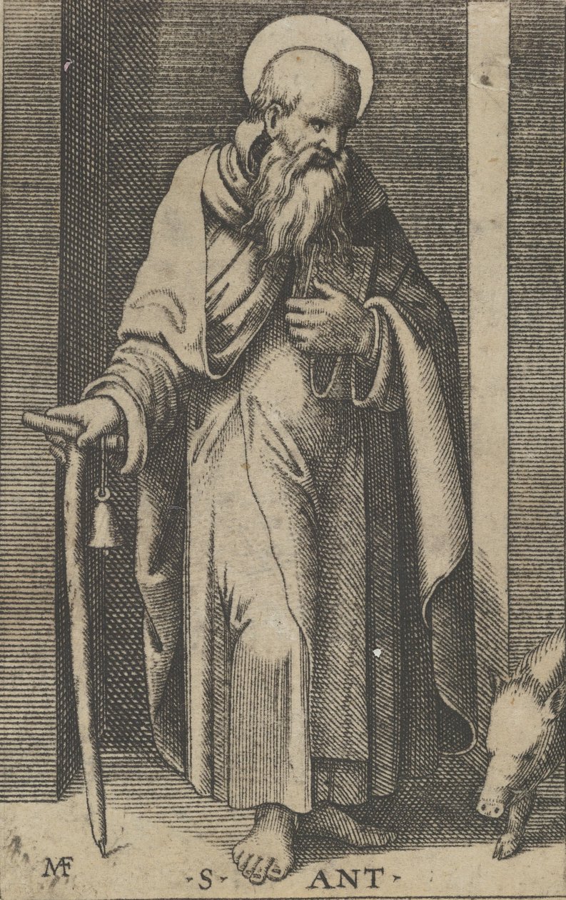 Saint Anthony, en stav i sin högra hand, från serien 