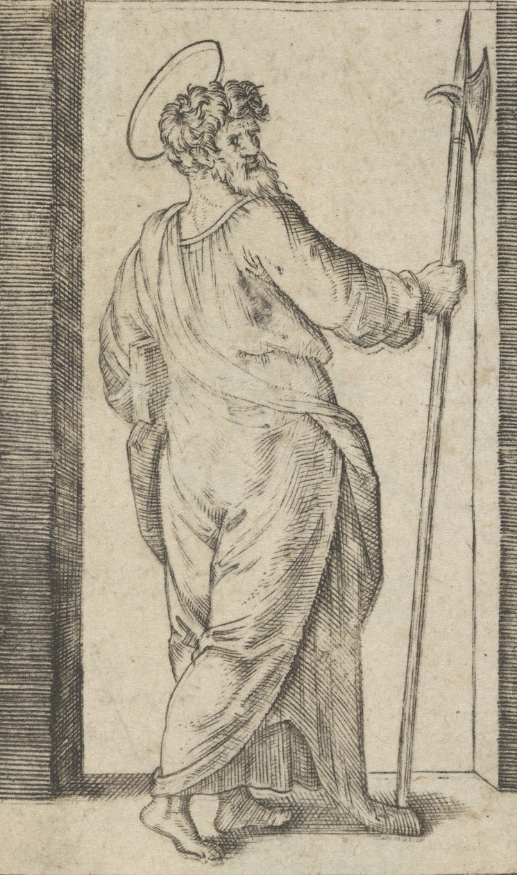 Saint Jude, med en hellebard i sin högra hand, från serien 