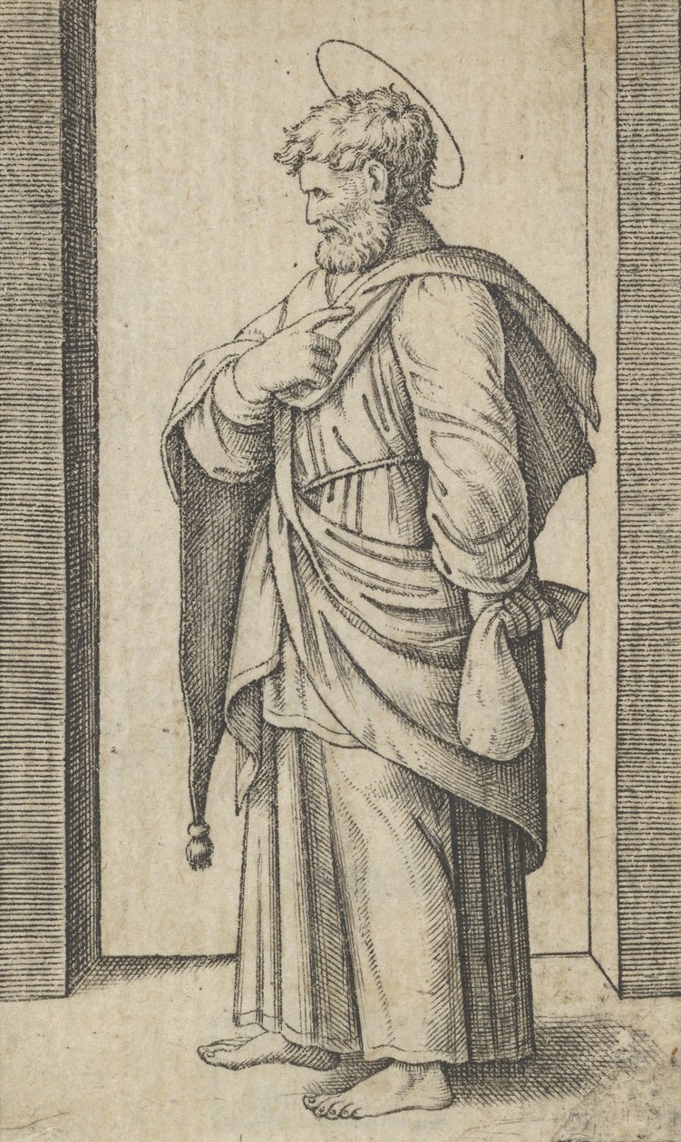 Saint Matthew, en liten säck i vänster hand, från serien 