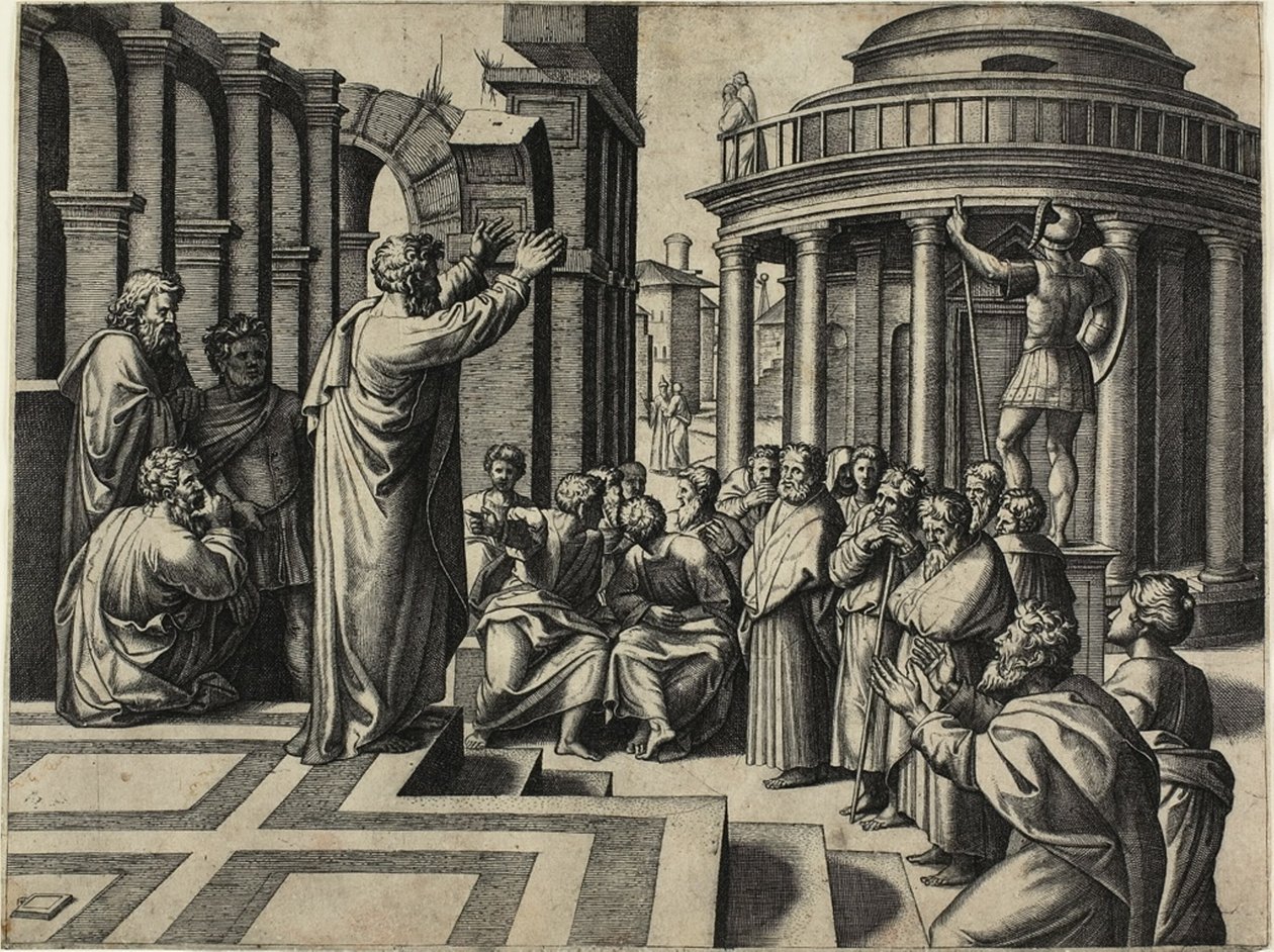 Sankt Paulus predikar i Aten av Marcantonio Raimondi