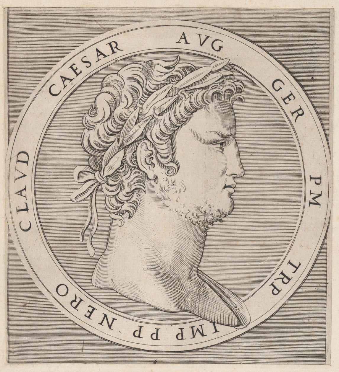 Mirror of Roman Magnificence: Nero, från The Twelve Caesars, ca. 1500-1534., ca. 1500-1534. av Marcantonio Raimondi