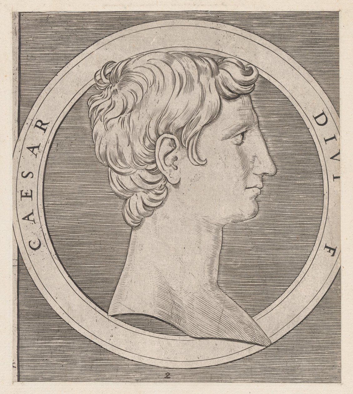 Mirror of Roman Magnificence: Octavian Augustus, från The Tolv Caesars, ca..., ca. 1500-1534. av Marcantonio Raimondi