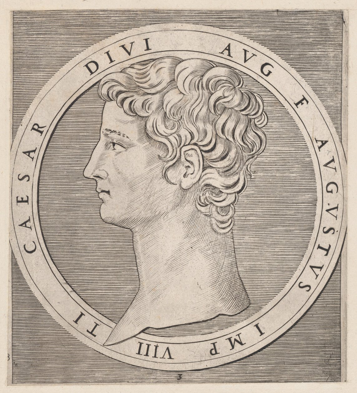 Mirror of Roman Magnificence: Tiberius, från The Twelve Caesars, ca. 1500-1534., ca. 1500-1534. av Marcantonio Raimondi
