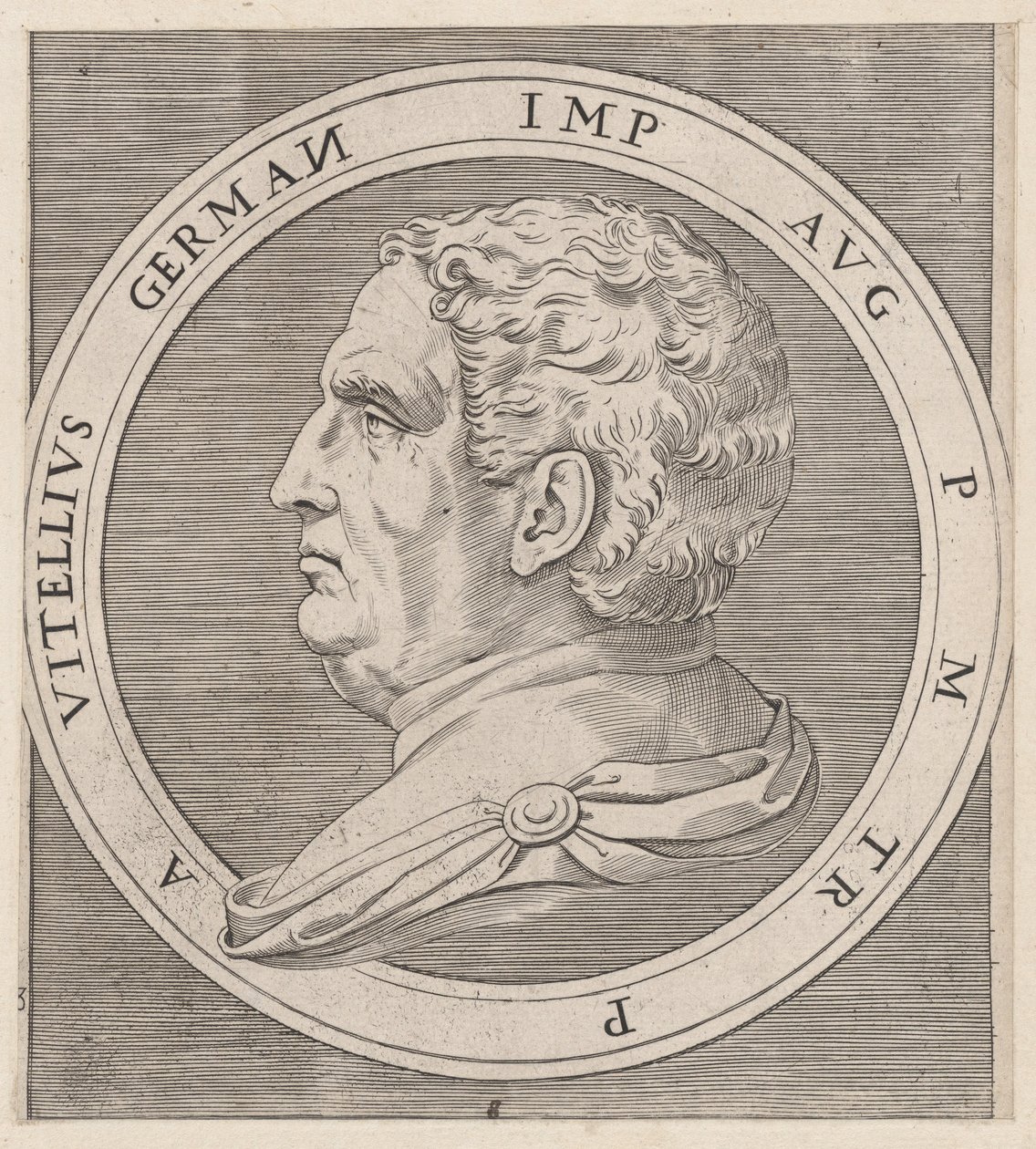 Mirror of Roman Magnificence: Vitellius, från The Twelve Caesars, ca. 1500-1534., ca. 1500-1534. av Marcantonio Raimondi
