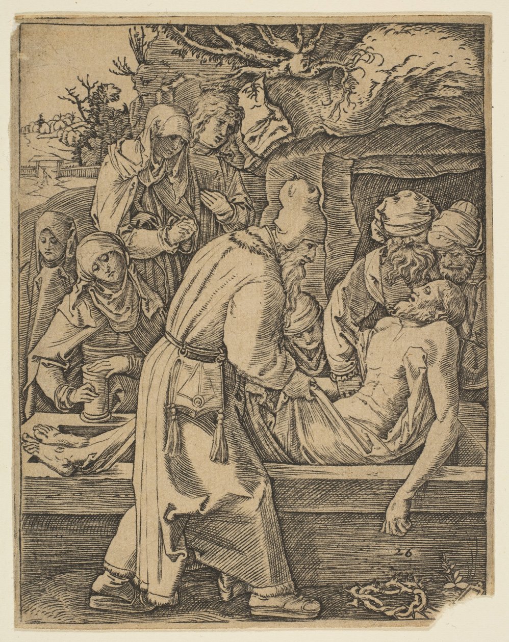 Depositionen, från The Small Passion copy.n.d. av Marcantonio Raimondi