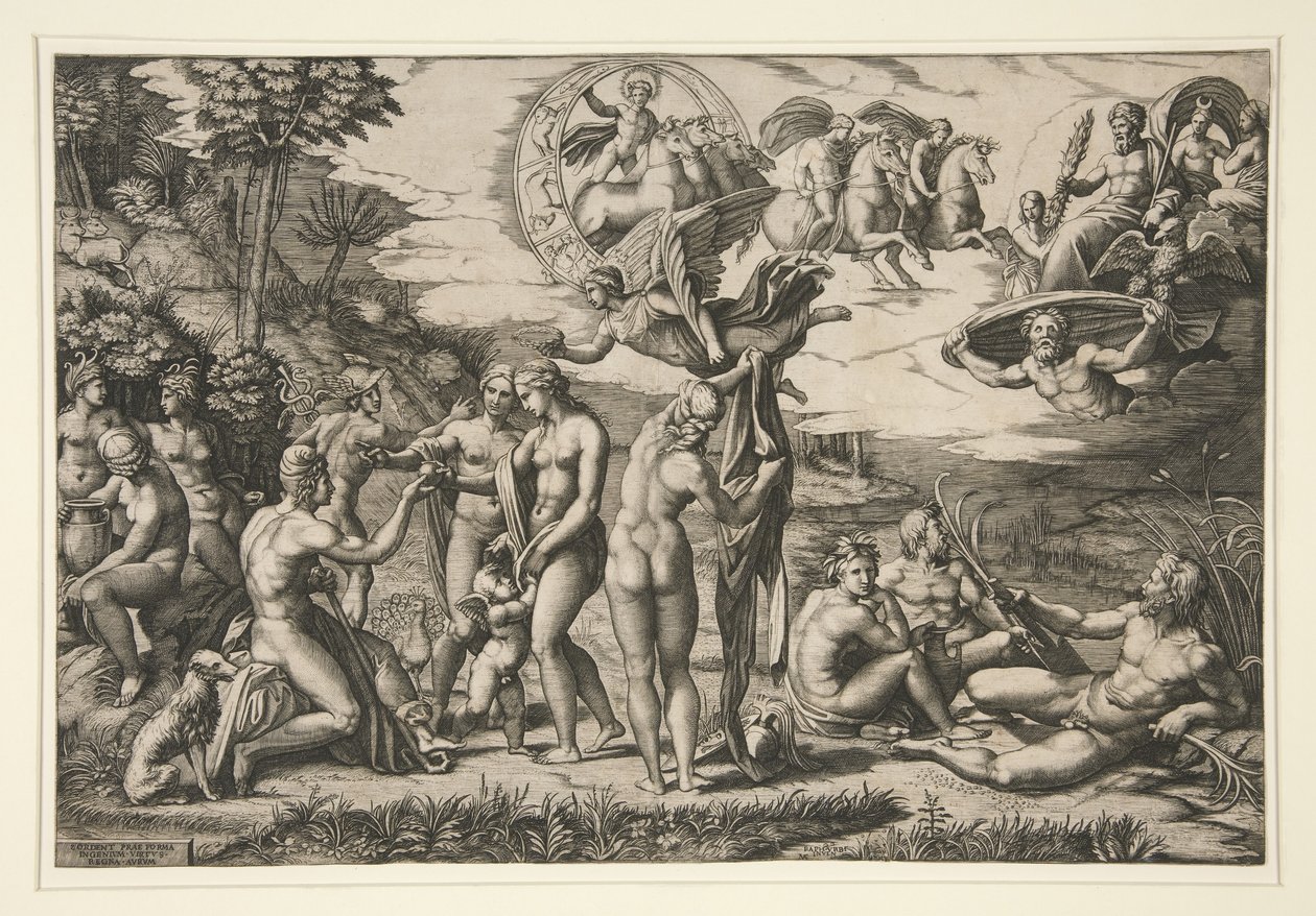 The Judgment of Paris, after Raphael, c.1510-20 av Marcantonio Raimondi