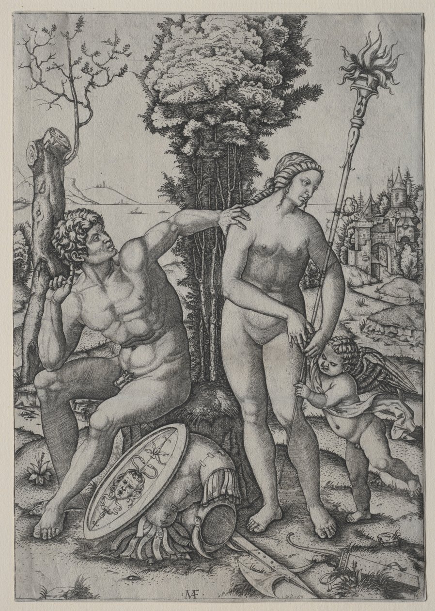 Venus, Mars och Amor av Marcantonio Raimondi