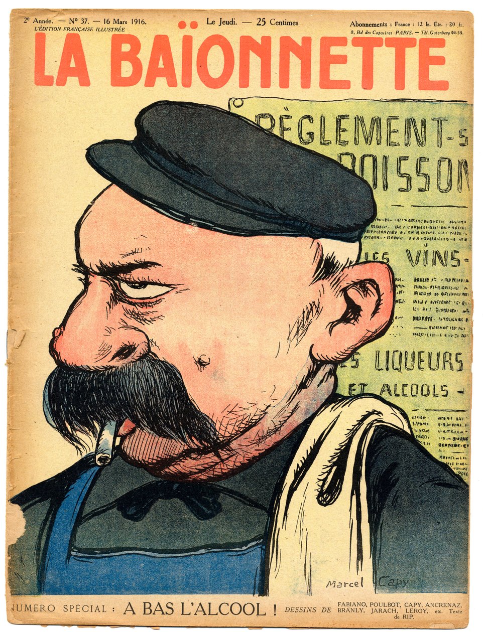 Omslag till "" La Baionnette "", Satirical in Colors av Marcel Amable O.L. Capy