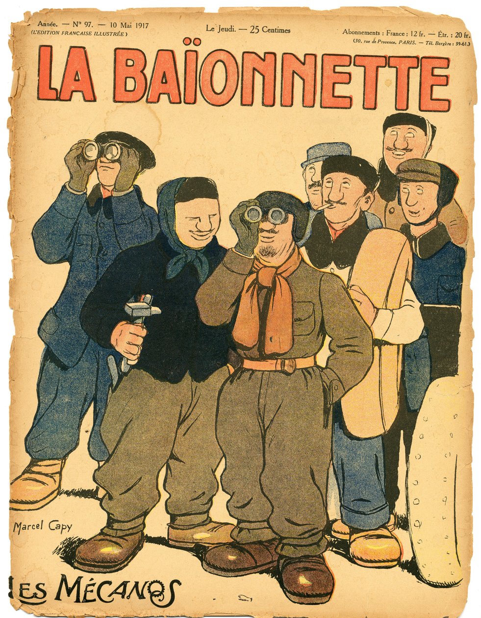 Omslag till "" La Baionnette "", Satirical in Colors av Marcel Amable O.L. Capy