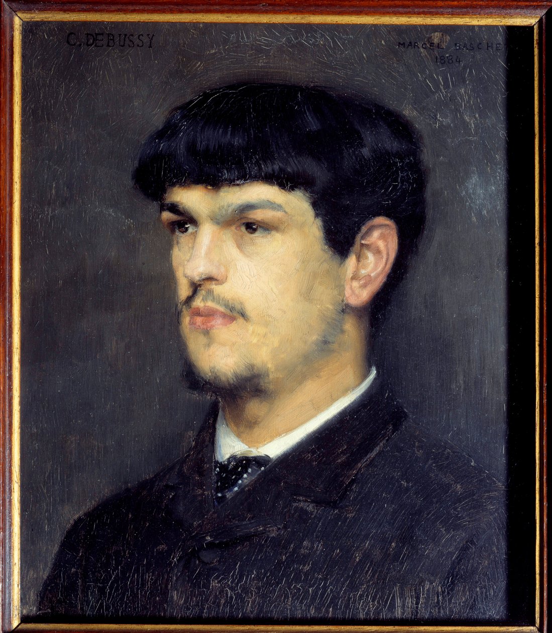 Porträtt av den franske kompositören Claude Debussy (1862-1918) Målning med svart sten och pastell av Marcel Andre Baschet (1862-1941) 1884 Dim 0,24 x 0,21 m Paris, musee d