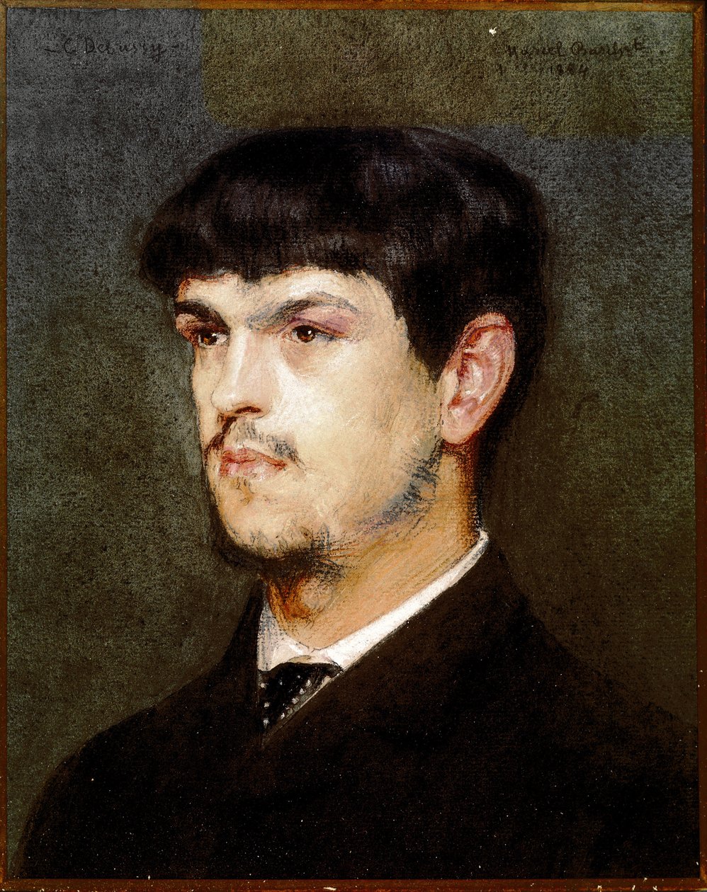 Portræt af den franske komponist Claude Debussy (Sort sten og pastel av Marcel Andre Baschet
