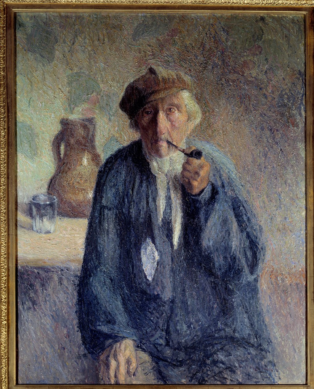 Porträtt av en gammal bonde som röker pipan Målning av Marcel Couchaux (1877-1939) 1900-talets sön. 0,92x0,73 m Rouen, Musee des Beaux Arts Observera! Användning av detta verk kan vara föremål för en begäran om tillstånd från tredje part eller ytterligare  av Marcel Couchaux