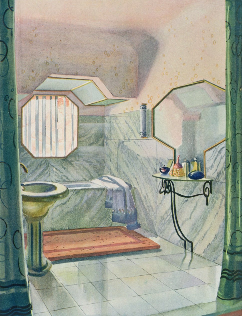 Badrum designat av Marcel Dalmas, från 