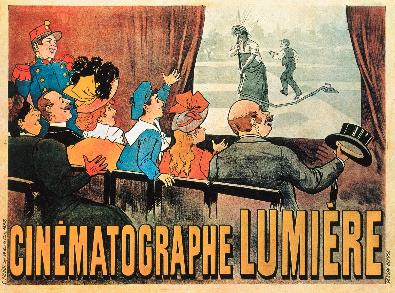 "The Waterer Watered", affisch för Cinematographe Lumiere, 1896 av Marcelin Auzolle
