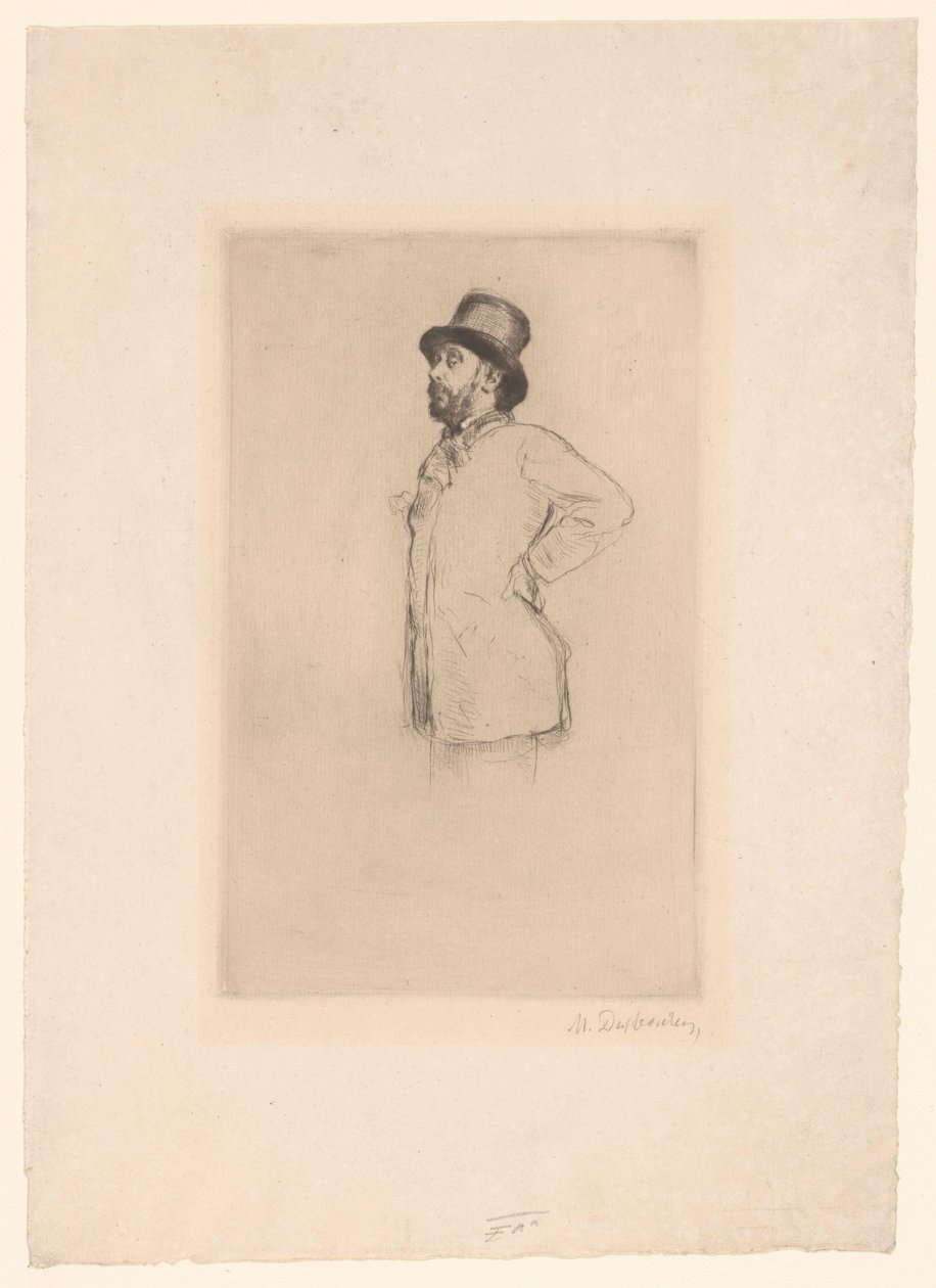 Porträtt av Edgar Degas av Marcellin Gilbert Desboutin (signed by artist)