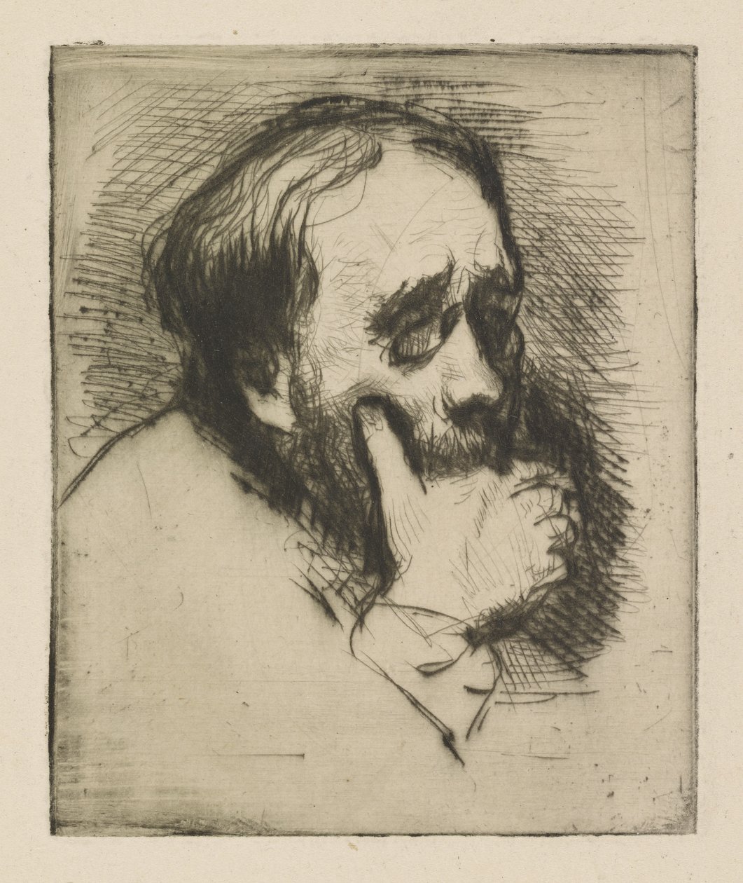 Porträtt av Edgar Degas, 1875 (torrnål) av Marcellin Gilbert Desboutin