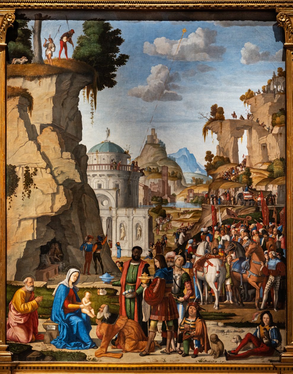 Tillbedjan av de vise männen, detalj av Marcello Fogolino