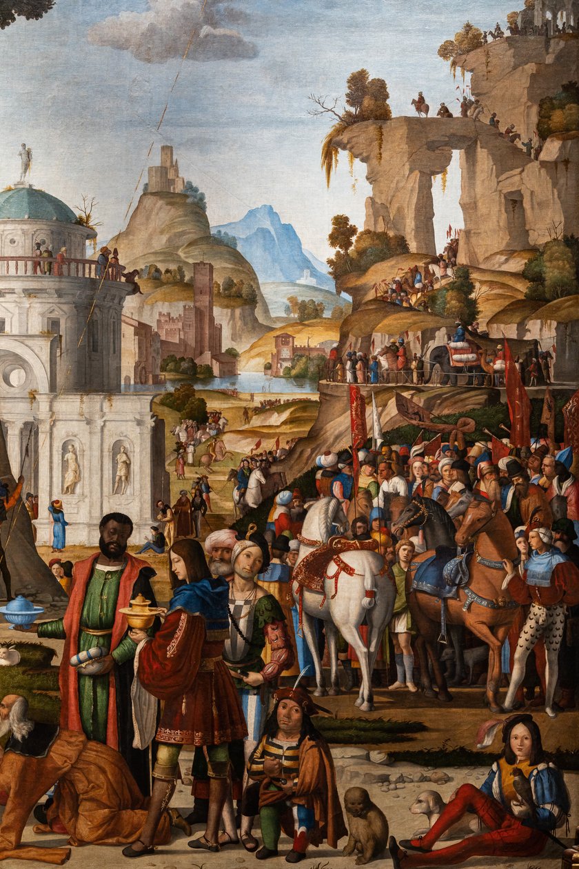 Tillbedjan av de vise männen, detalj av Marcello Fogolino
