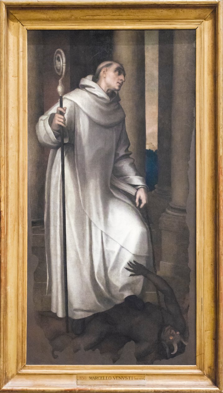 St Bernard krossar en demon av Marcello Venusti