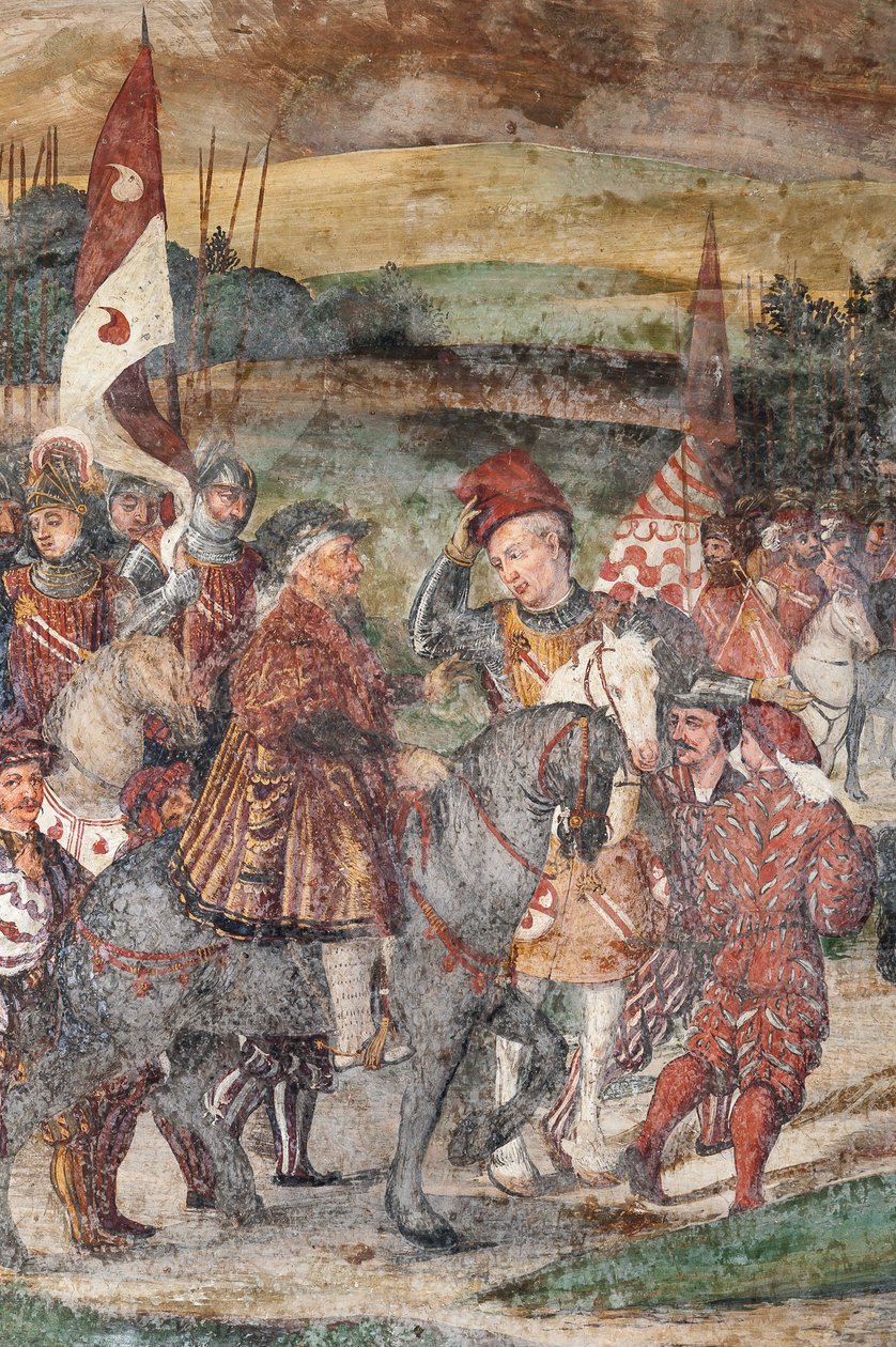 Detalj av Christian I av Danmarks besök i Bartolomeo Colleoni, hederssalen av Marcello or Romani Girolamo (Romanino) (c.1485 c.1566) (attr.to) Fogolino