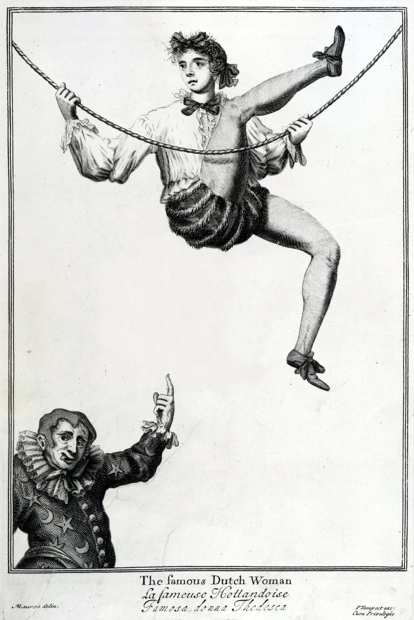 Bartholomew Fair, London: Den berömda holländska kvinnan av Marcellus the Elder Laroon