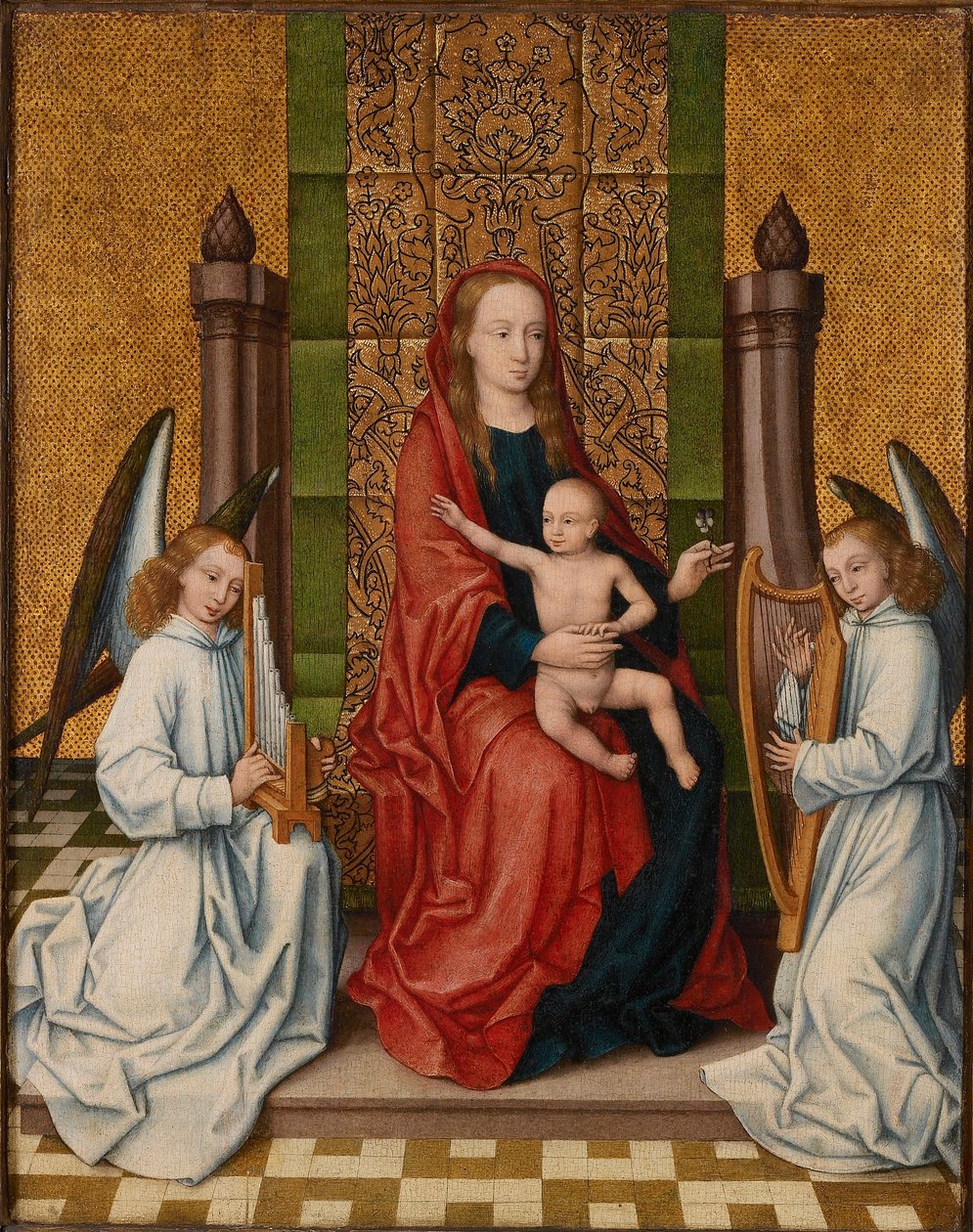 Jungfrun och barnet tronade, mellan 1550 och 1560. av Marcellus Coffermans