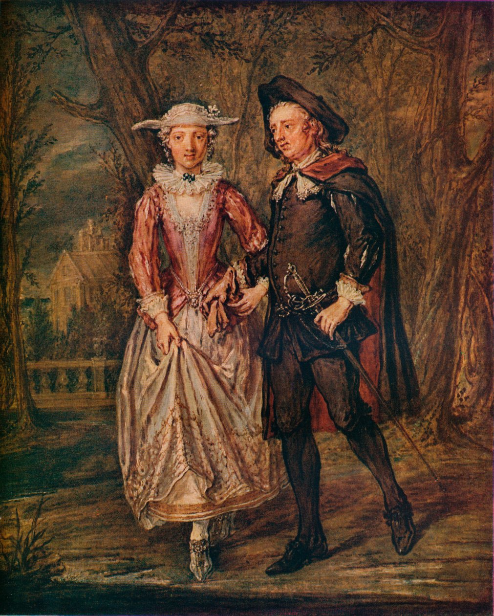 Älskare i en park, 1745 1931 av Marcellus Laroon the Younger