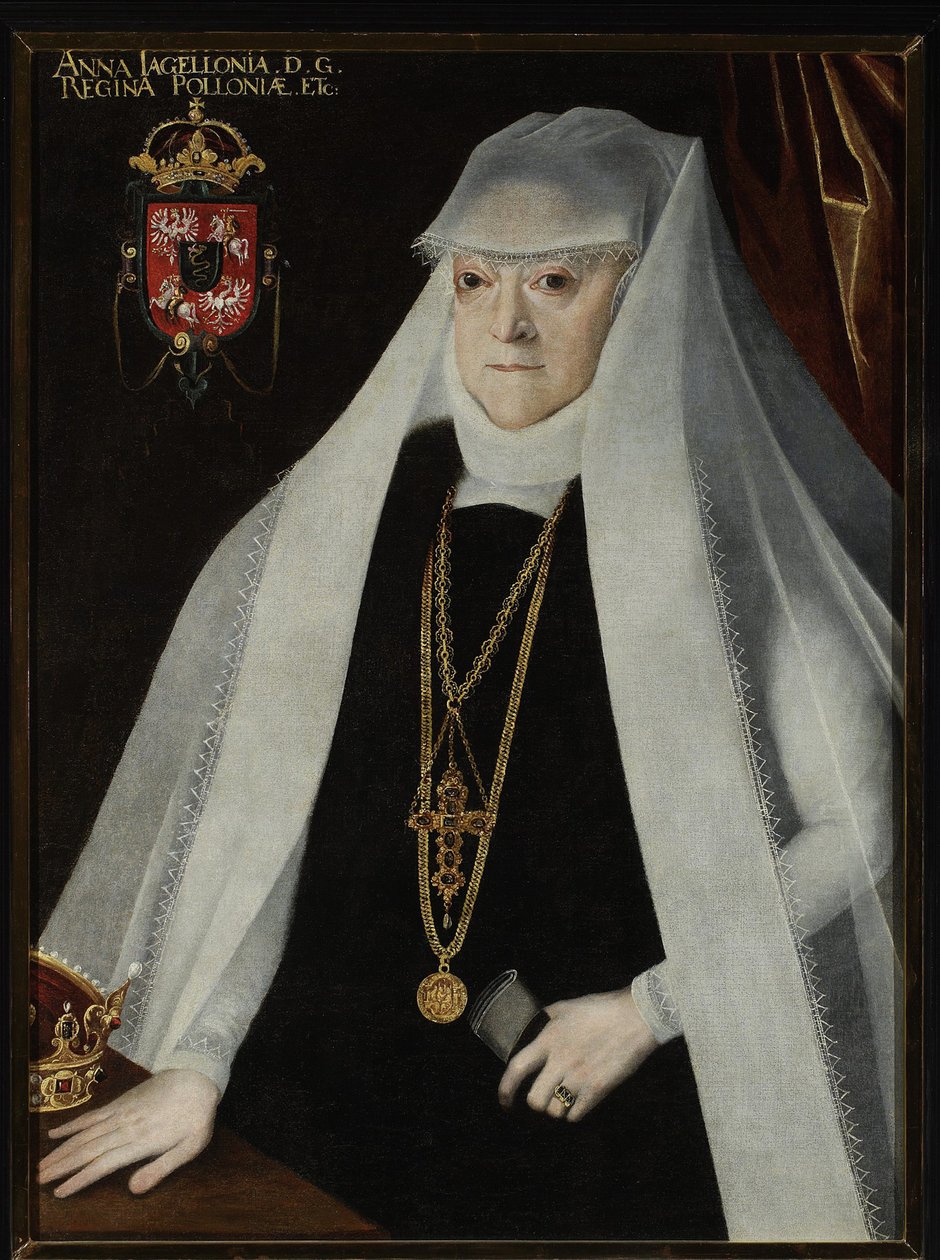 Anna Jagiellon, drottning av Polen - Porträtt av Anna Jagiellon (1523-1596), drottning av Polen, av Kober, Martin (1550-1609). Olja på duk, före 1596. Narodowe-museet, Warszawa av Marcin Kober