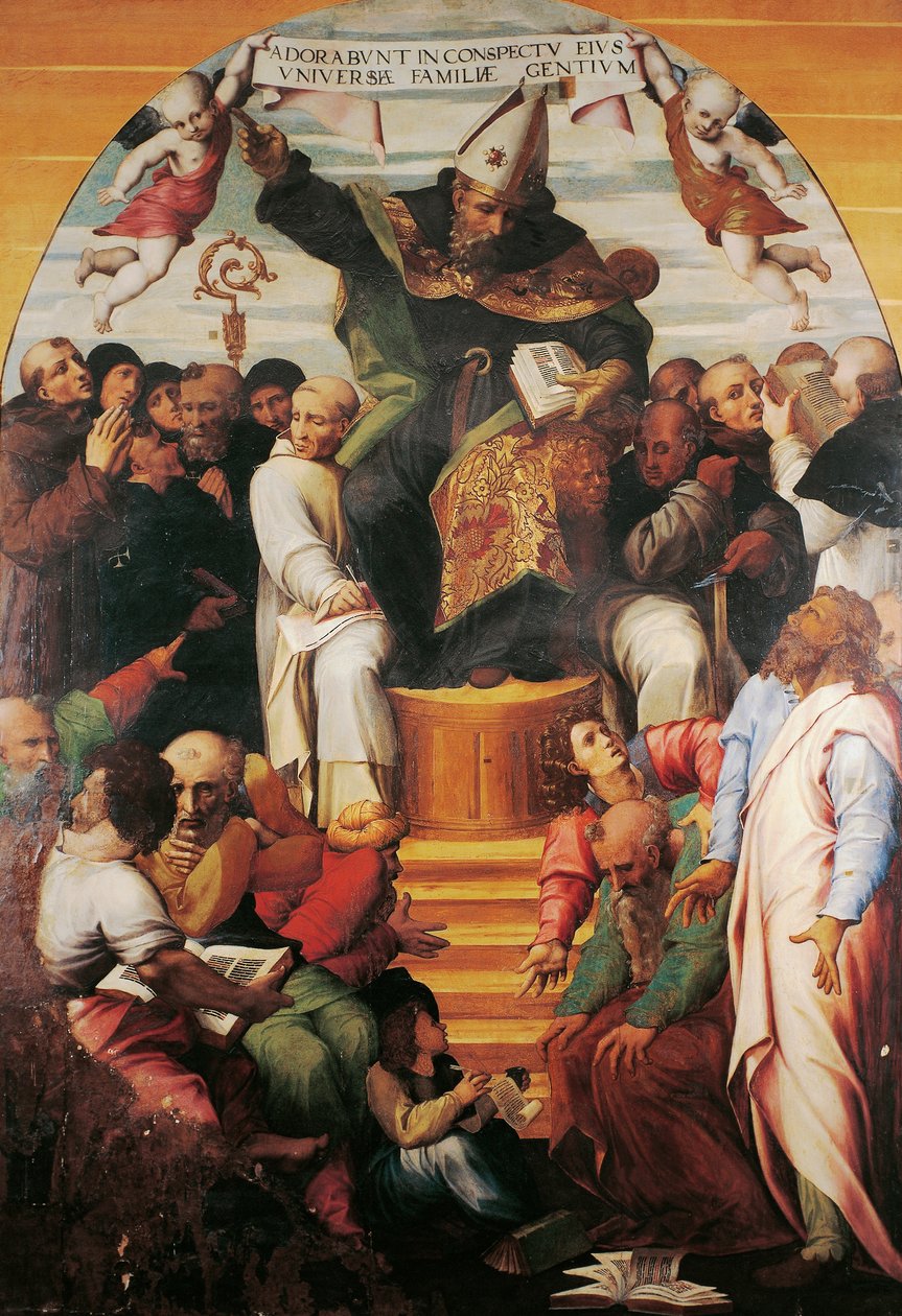 St Augustine i ära disputerar med kättare, av Marco Cardisco (ca 1486-1542) av Marco (c.1486 1542) Cardisco