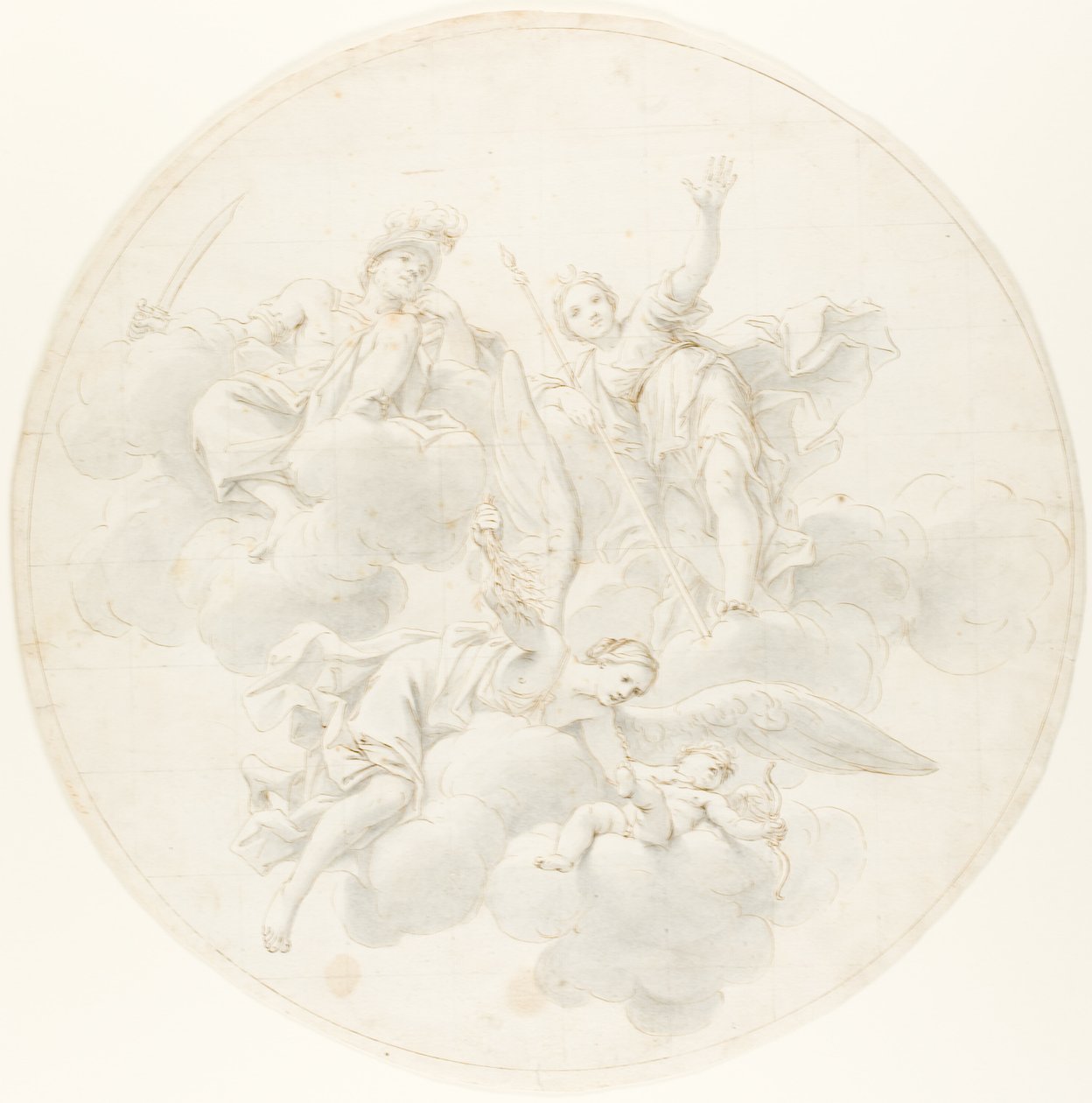 Amors straff av svartsjuka i Dianas och Mars närvaro av Marcantonio Franceschini