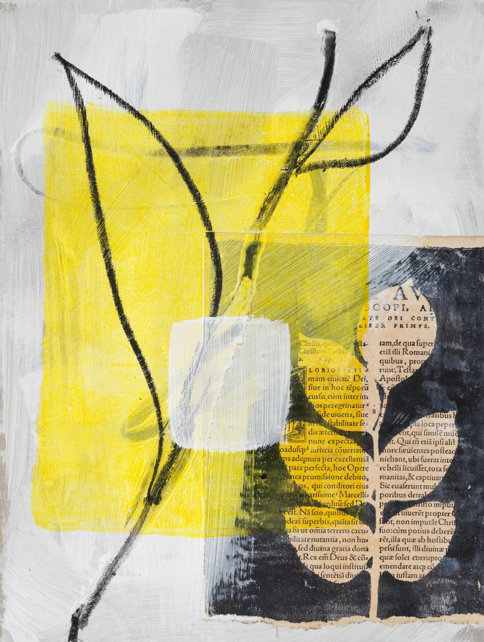 Collage med Calla och löv, 2024 (blandteknik) av Marco Campedelli