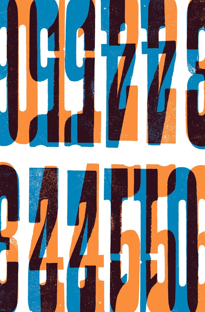 Numbers, 2014 (träsnittstryck) av Marco Campedelli