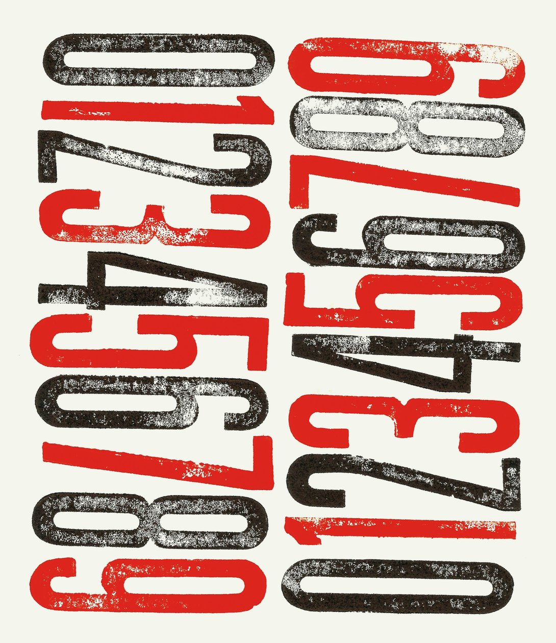 Numbers, 2014 (träsnittstryck på papper) av Marco Campedelli
