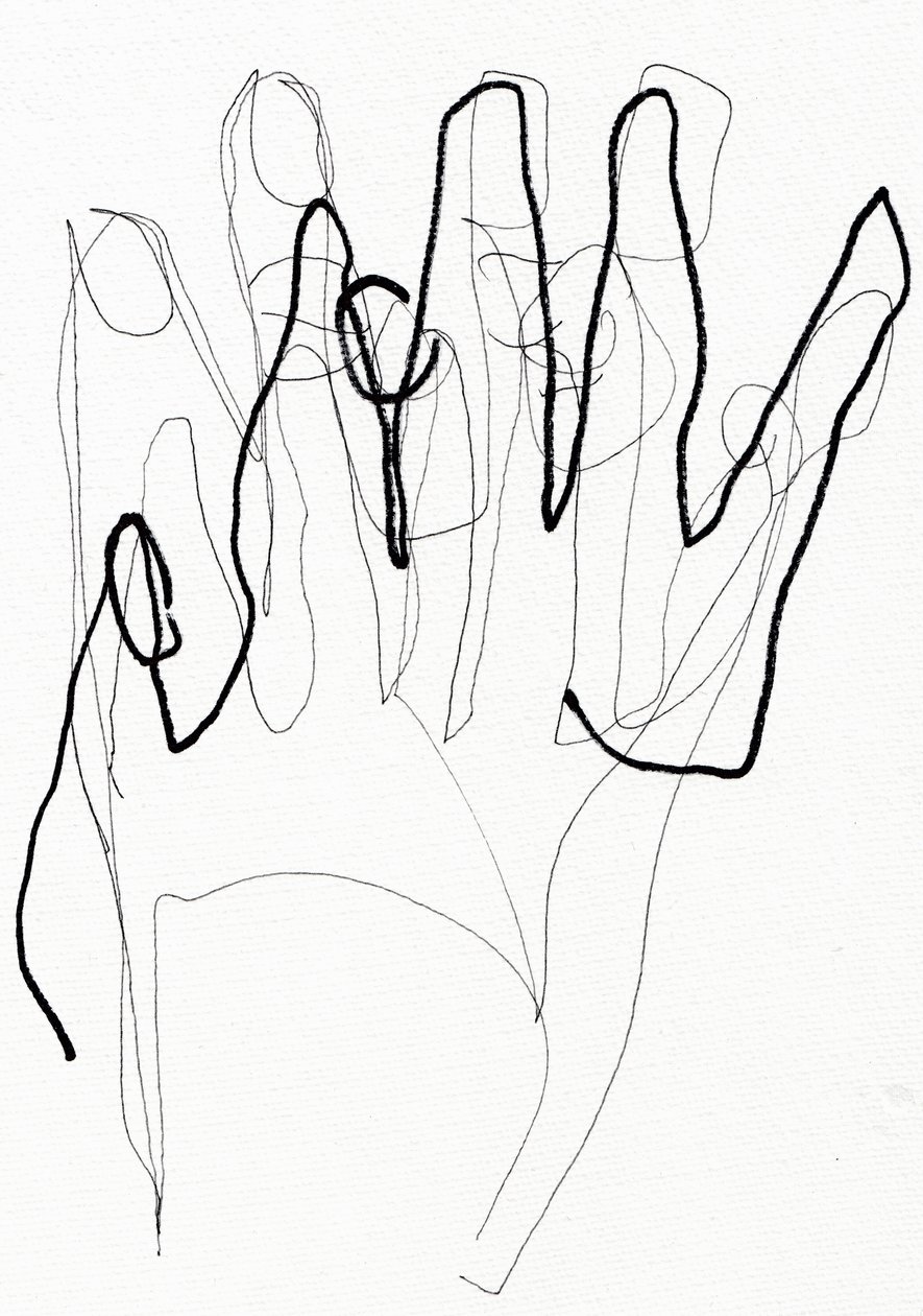 Psyco Hand, 2017 (penna och tusch på papper) av Marco Campedelli