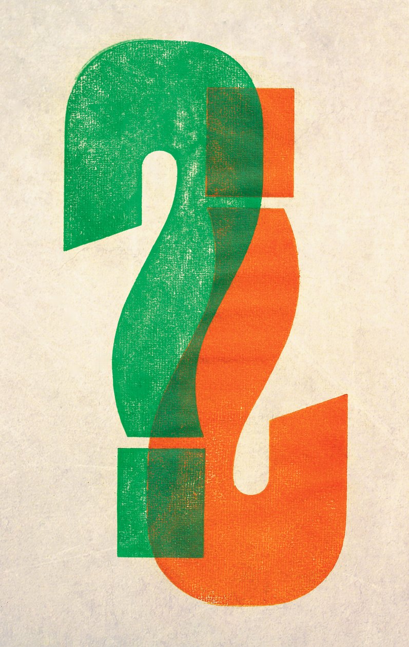 Fråga, 2014 (trätypografi på papper) av Marco Campedelli