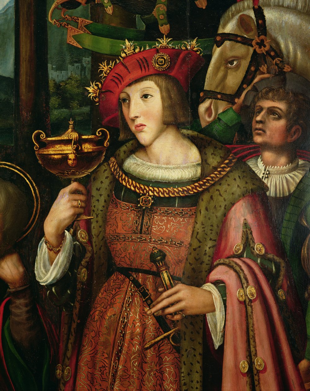 Charles Vth (1500-1558) av Spanien (olja på panel, detalj) av Marco Cardisco