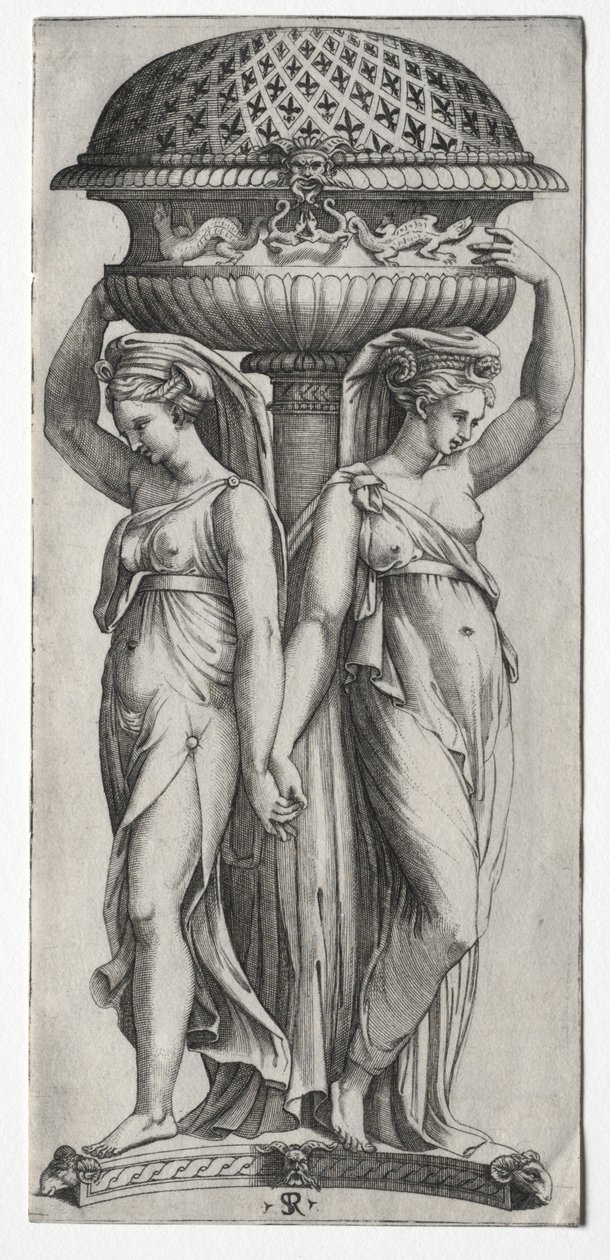 The Cassollette: Women Supporting an Urn, ca. 1520-27. av Marco Dente