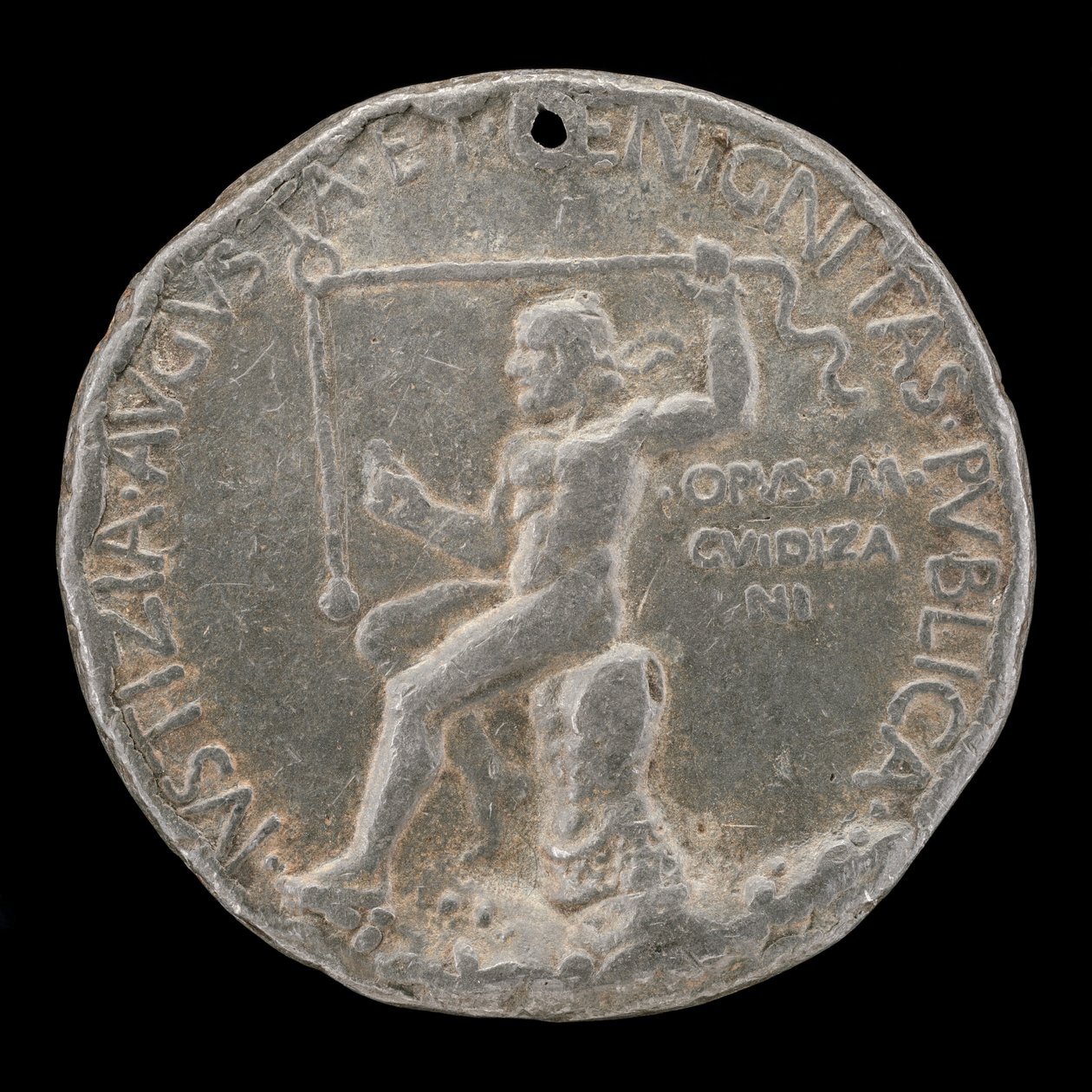 Pristagarefigur som håller en lodlinje [omvänd], 1454 eller senare. av Marco Guidizani