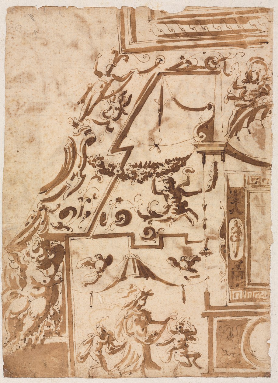 Grotesk med en hoppande kentaur verso, ca. 15651588. av Marco Marchetti