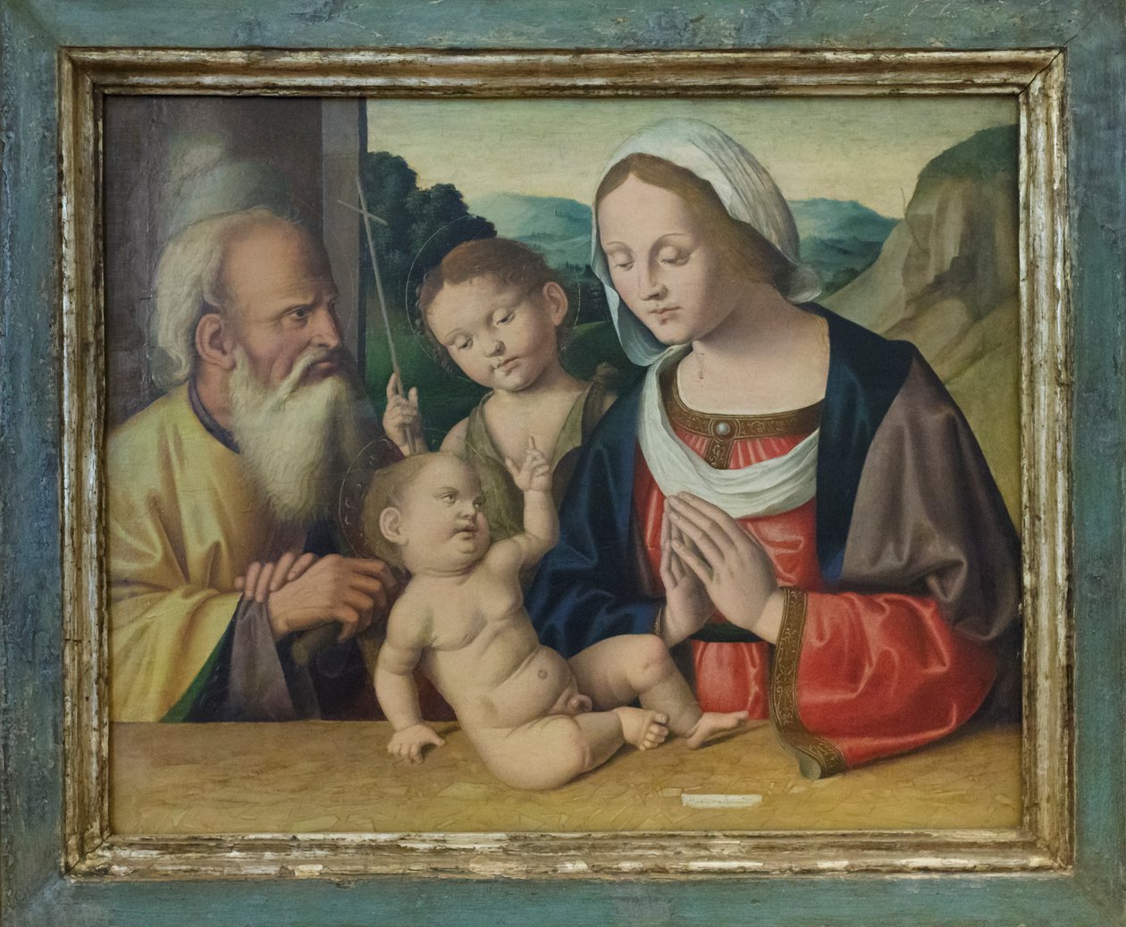 Den heliga familjen med Johannes döparen, ca 1525-39 (olja på pannå) av Marco Palmezzano