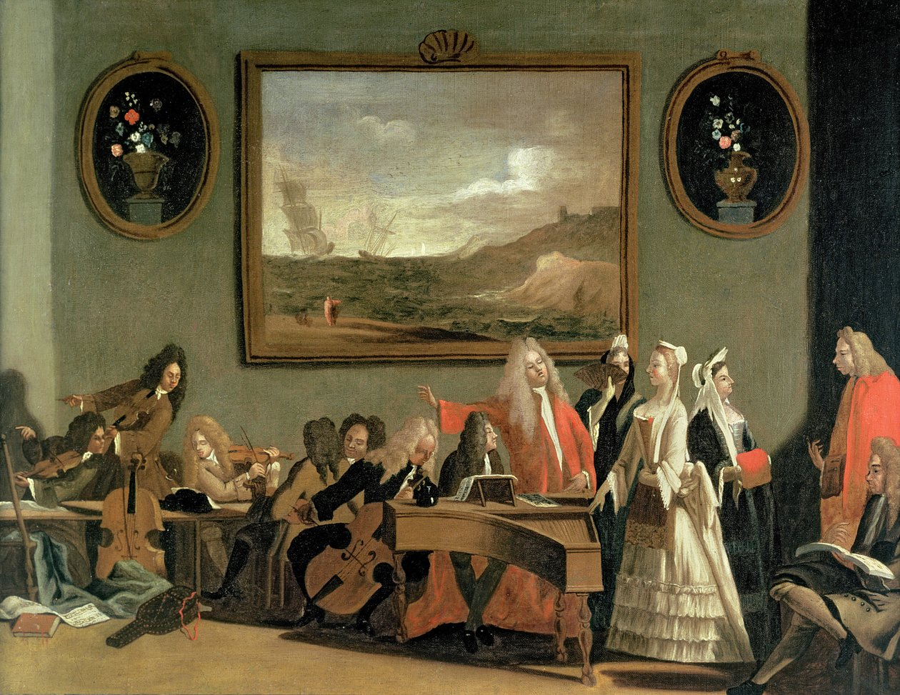Repetition av en opera, som sägs vara Pyrrhus och Demetrius, hölls i övningsrummet på Haymarket Theatre, 1709 av Marco Ricci