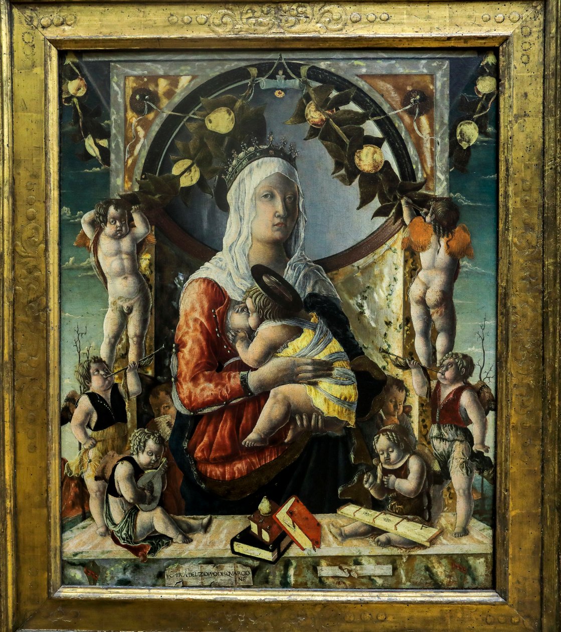 Jungfrun och barnet åtta änglar. 1455 (målning) av Marco di Antonio di (1433 1478) Ruggero