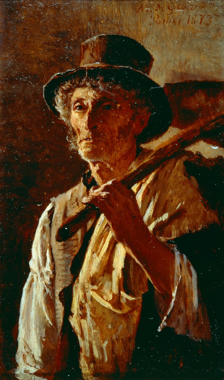 Grävare, av Marco De Gregorio (1829-1876), olja på duk, 21x14 cm av Marco di Gregorio
