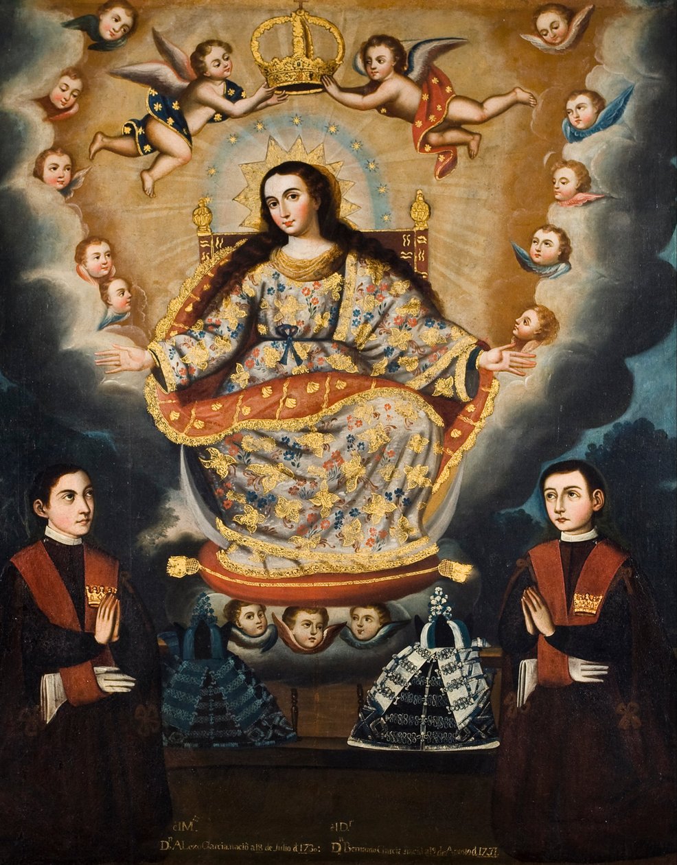 Sittande madonna med bröderna Garcías graduering av Marcos Zapata