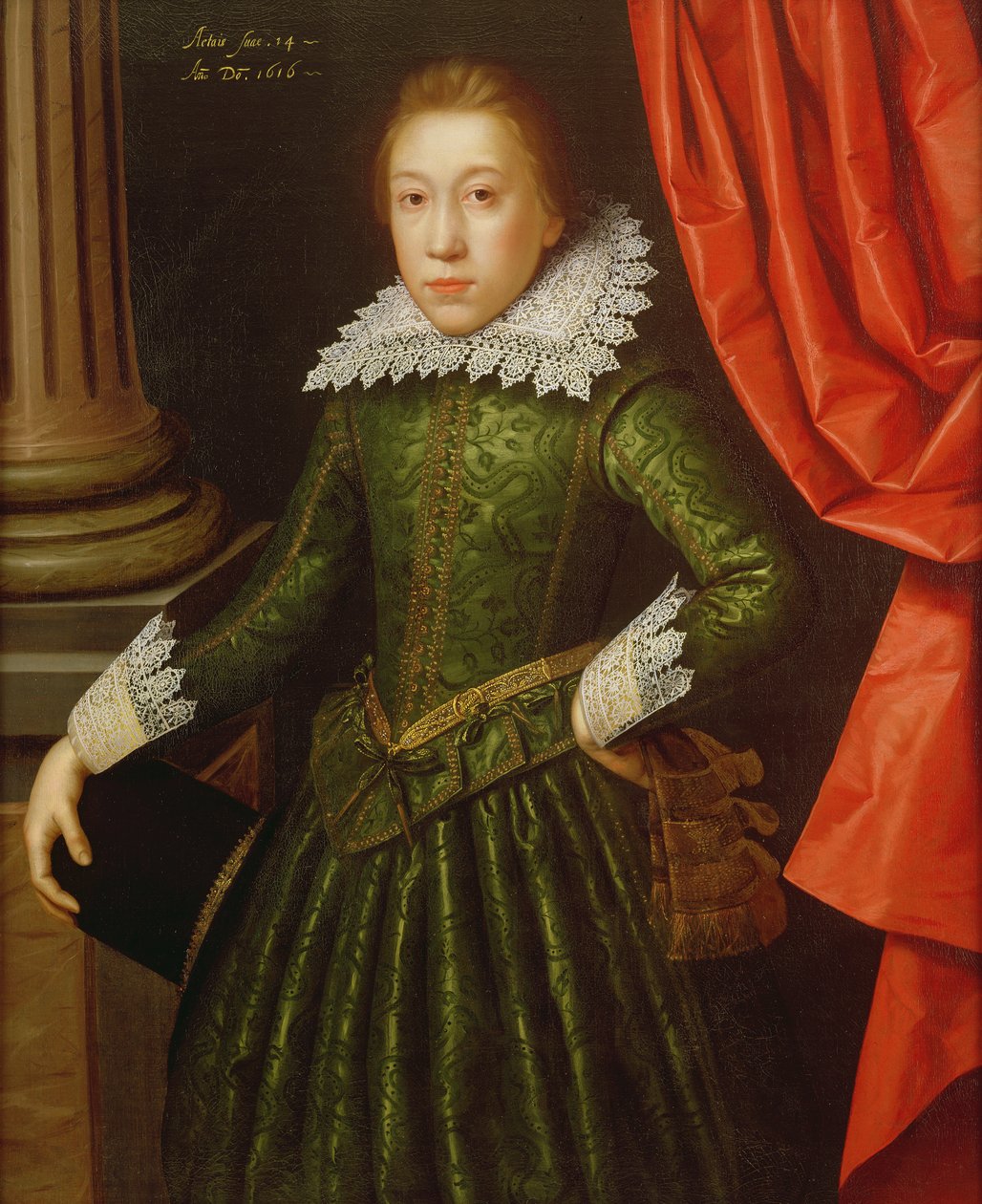 Porträtt av en pojke i familjen de Ligne, 1616 (ett av ett par) (se även 142777) av Marcus Gheeraerts
